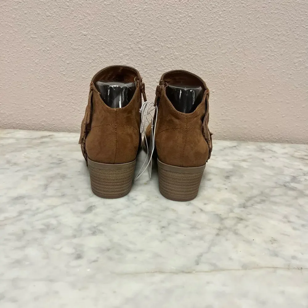 Universal Thread brown suede fringe ankle boots NWT
